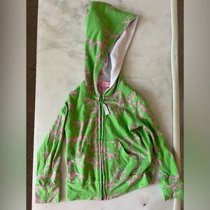Lilly Pulitzer Lime Green Sweatshirt with Pink and White Coral Size 2.